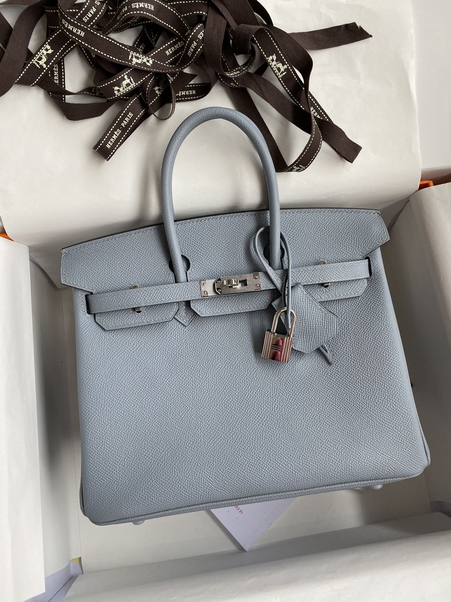 Hermes Birkin 25CM Epsom Leather Handbag Grey